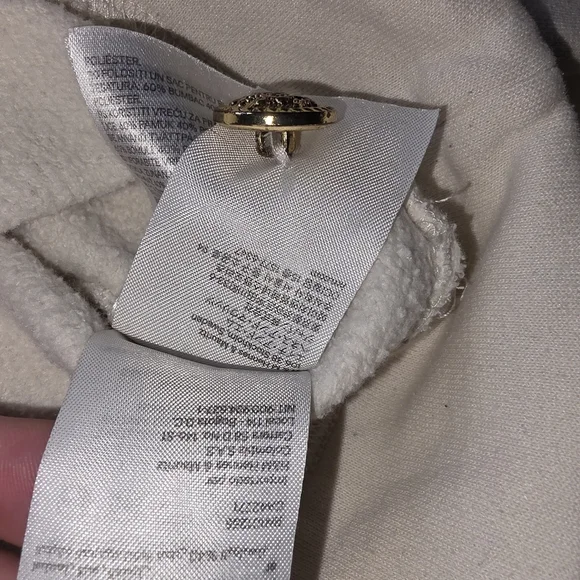 H&M White Sweater with 'À Paris' Print Large Gold Shoulder Buttons 60% Cotton - Picture 10 of 11